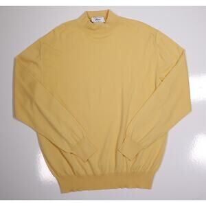 Brioni Yellow Orange Wool Turtle Necktie Knit Lightweight Sweater 46/XL